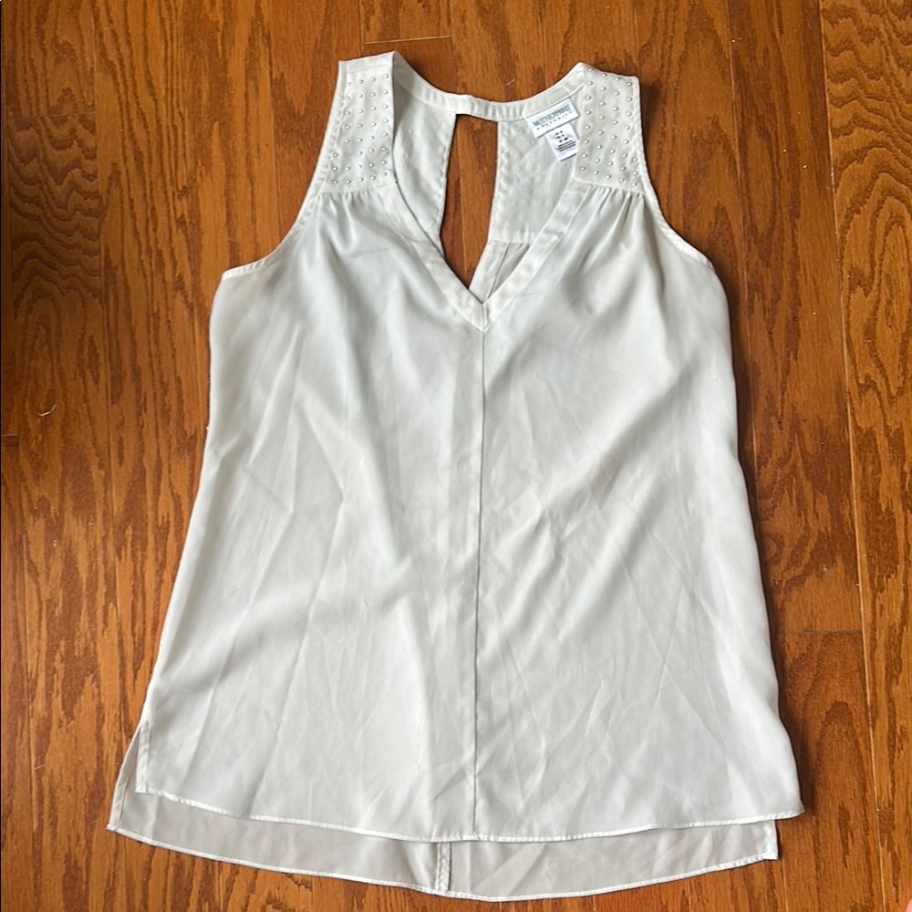 Motherhood Maternity Light Gray/White Sleeveless Blouse